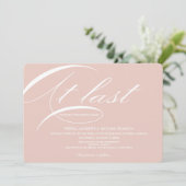 Eindelijk kalligrafie Elegant Soft Pink Gray Wedde Kaart (Staand voorkant)