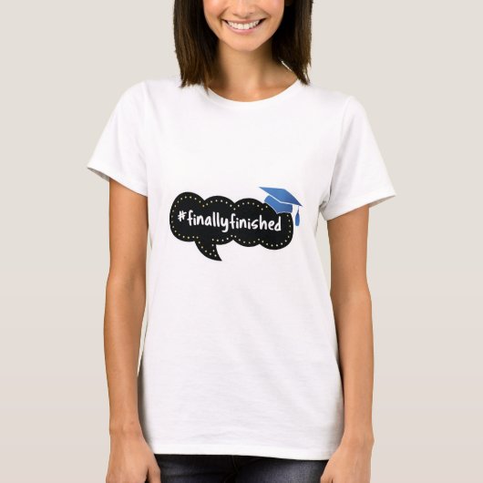 #Eindelijk klaar Afstuderen blauw T-shirt (Voorkant)