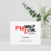 Eindelijk klaar - Grappig PHD Afstudeer Spreuk Ont Briefkaart (Staand voorkant)