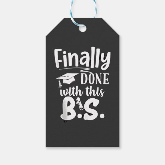 Eindelijk klaar met deze BS Funny afstuderen 2025 Cadeaulabel (Voorkant)