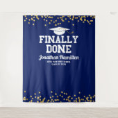 Eindelijk klaar Navy Blue Afstudeerfeest Achtergro Wandkleed (Voorkant)
