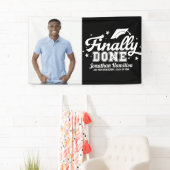 Eindelijk klaar zwart afstudeerfeest foto spandoek (Insitu)