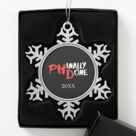 Eindelijk klaar - Zwarte afstudeercitaat ontwerp v Tin Sneeuwvlok Ornament