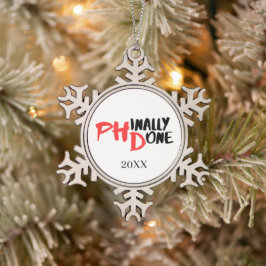 Eindelijk klaar - Zwarte afstudeercitaat ontwerp v Tin Sneeuwvlok Ornament