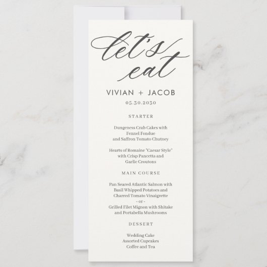 Eindelijk, laten we het bruiloftsmenu kaart eten (Voorkant)