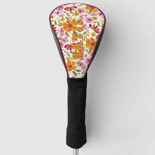 Eindelijk Lente Bloemige Aangepaste Naam Golfheadcover (Voorkant)