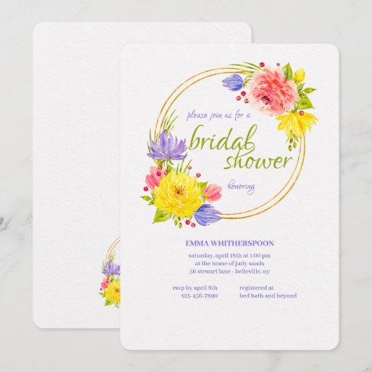 Eindelijk lente bruids douche uitnodiging (Voorkant / Achterkant)