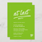Eindelijk Lime Groene Typografie Moderne Bruiloft Kaart (Voorkant / Achterkant)
