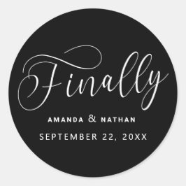 Eindelijk Minimalistisch huwelijk sparen de datum Ronde Sticker