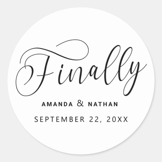 Eindelijk Minimalistisch huwelijk sparen de datum Ronde Sticker (Voorkant)