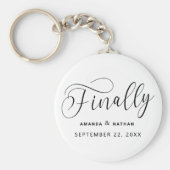 Eindelijk Minimalistisch huwelijk sparen de datum Sleutelhanger (Voorkant)