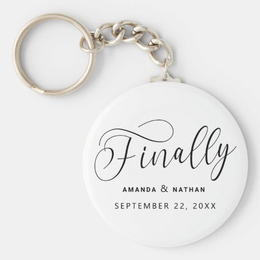Eindelijk Minimalistisch huwelijk sparen de datum Sleutelhanger (Voorkant)