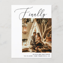 Eindelijk minimalistische fotobruiloft Save the Da Aankondigingskaart