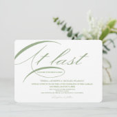 Eindelijk Modern Calligraphy Wedding Green Kaart (Staand voorkant)