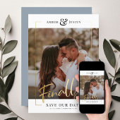 Eindelijk! | Modern Gold Square Photo Elegant Fun Save The Date