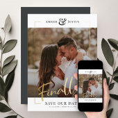Eindelijk! | Modern Gold Square Photo Elegant Fun Save The Date