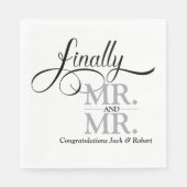 Eindelijk Mr en Mr Wedding Reception Cocktail Servet (Voorkant)