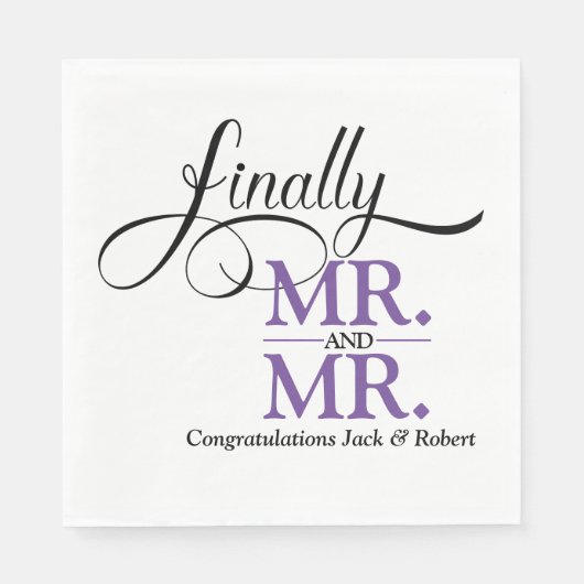 Eindelijk Mr en Mr Wedding Reception Cocktail Servet (Voorkant)