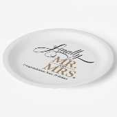 Eindelijk Mr. en Mrs. Trouwreceptie Papieren Bordje (Gekanteld)