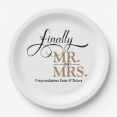 Eindelijk Mr. en Mrs. Trouwreceptie Papieren Bordje (Voorkant)