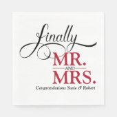 Eindelijk Mr en Mrs Wedding Reception Cocktail Servet (Voorkant)
