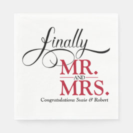 Eindelijk Mr en Mrs Wedding Reception Cocktail Servet