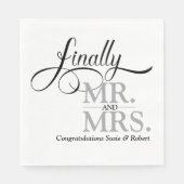 Eindelijk Mr en Mrs Wedding Reception Cocktail Servet (Voorkant)