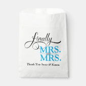 Eindelijk Mrs en Mrs Bruiloftsreceptie Bedankzakje (Voorkant)