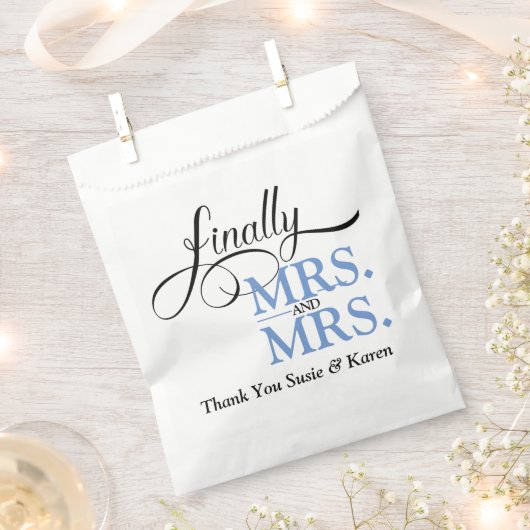 Eindelijk Mrs en Mrs Bruiloftsreceptie Bedankzakje (Geknipt)