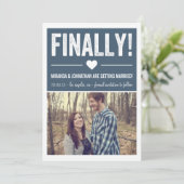 Eindelijk - Navy-foto save the date-aankondigingen Kaart (Staand voorkant)