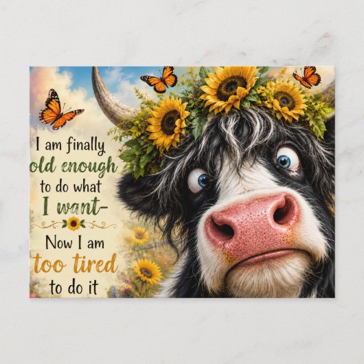 Eindelijk oud genoeg Koe Briefkaart (Voorkant)