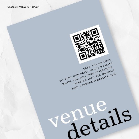 Eindelijk QR Code Deusty Blue Verloving Invitation Kaart