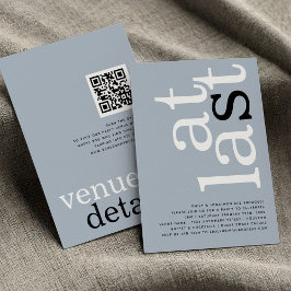 Eindelijk QR Code Deusty Blue Verloving Invitation Kaart