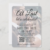 Eindelijk QR-code & foto-overlay bruiloftsreceptie Save The Date (Voorkant)