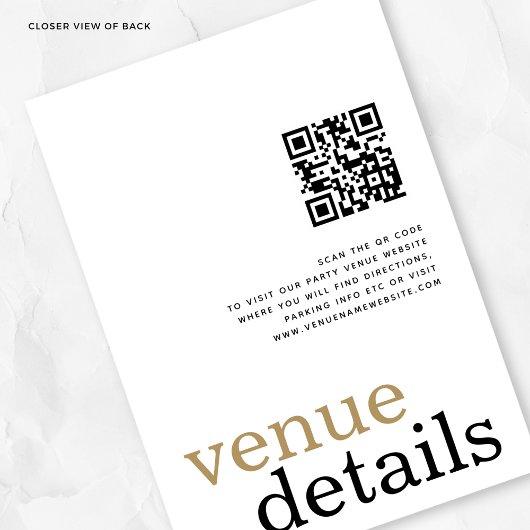 Eindelijk QR Code White Black Gold Verloving Kaart