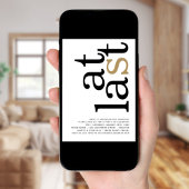 Eindelijk QR Code White Black Gold Verloving Kaart