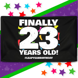 Eindelijk Schrikkeljaar Schrikkeldag 92e Verjaarda Spandoek