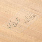 Eindelijk Taupe Green Modern Calligraphy Wedding Acryl Uitnodigingen (Laagn)