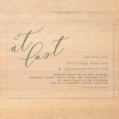 Eindelijk Taupe Green Modern Calligraphy Wedding Acryl Uitnodigingen (Voorkant)