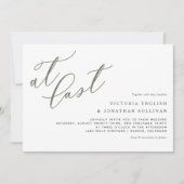 Eindelijk Taupe Green Modern Calligraphy Wedding Kaart (Voorkant)