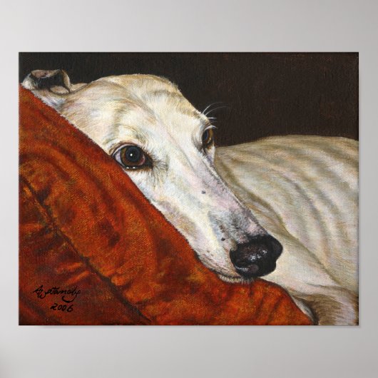 "Eindelijk thuis" poster voor windhonden (Voorkant)