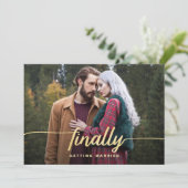 Eindelijk trouwen Grappige foto Bewaar de datum Save The Date (Staand voorkant)