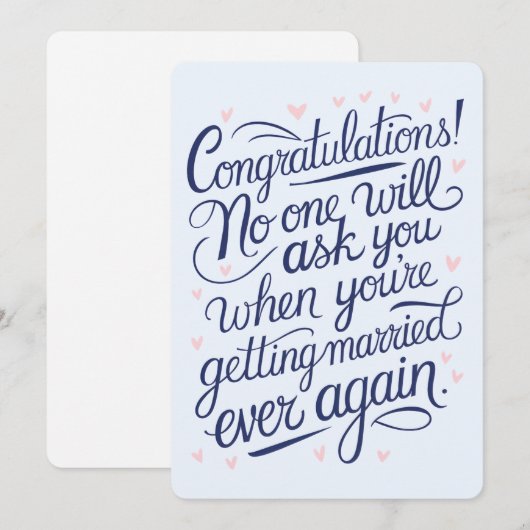 Eindelijk trouwen met grappige bruidsparen feestdagenkaart (Voorkant / Achterkant)