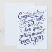 Eindelijk trouwen met grappige bruidsparen kaart (Voorkant / Achterkant)