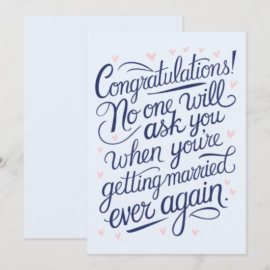 Eindelijk trouwen met grappige bruidsparen kaart (Voorkant / Achterkant)