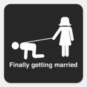 Eindelijk trouwen vierkante sticker (Voorkant)
