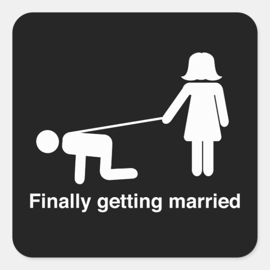 Eindelijk trouwen vierkante sticker (Voorkant)