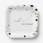 Eindelijk Trouwpaar Namen Zwart en Goud Papieren Bordje (Voorkant)