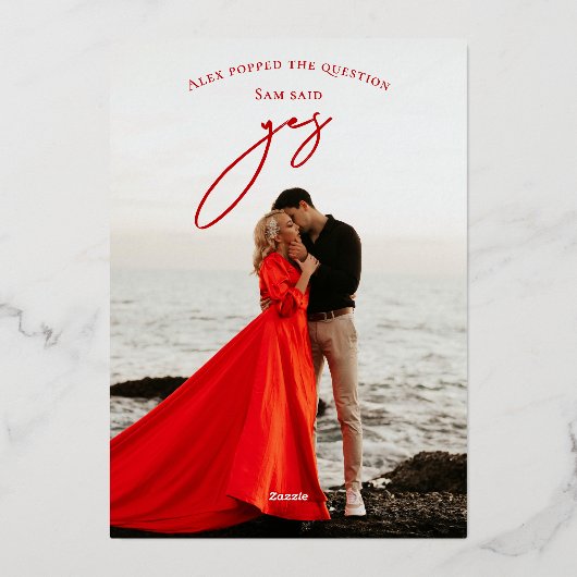 Eindelijk verloofd met scriptfotoverlovingsfeest folie uitnodiging (Achterkant)