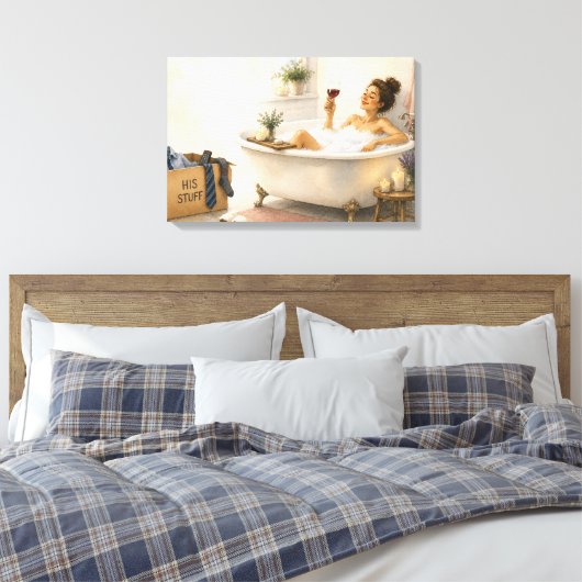 Eindelijk vrij - Gelukkig scheidingscadeau Canvas Afdruk (Insitu (Slaapkamer))